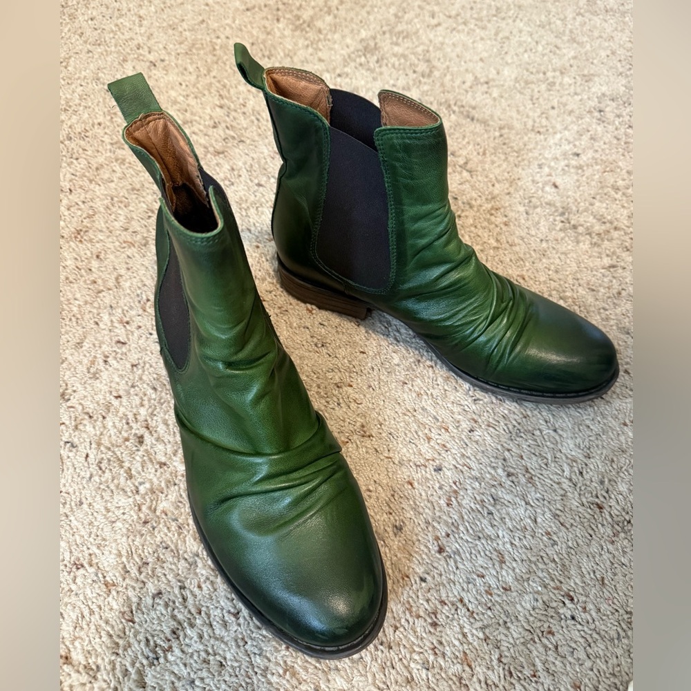 Miz Mooz Lissie Green Leather Ankle Boots